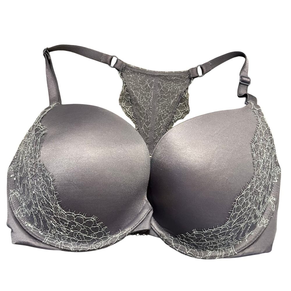 Victoria's‎ Secret Very Sexy Push Up Lace Racerback Bra 32DD Purple/Gray